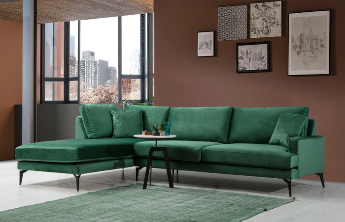 Atelier Del Sofa Sofá Esquinero Papira Corner CHL+3R Verde 283 x 180 x 90 cm